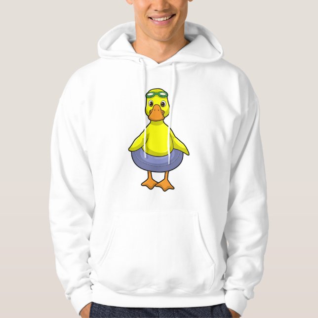 Duck at Swimming with Swim ring Hoodie (Front)