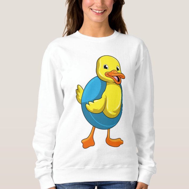 Duck at Swimming with Swim ring Sweatshirt (Front)