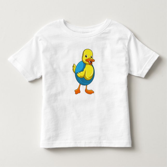 Duck at Swimming with Swim ring Toddler T-Shirt (Front)