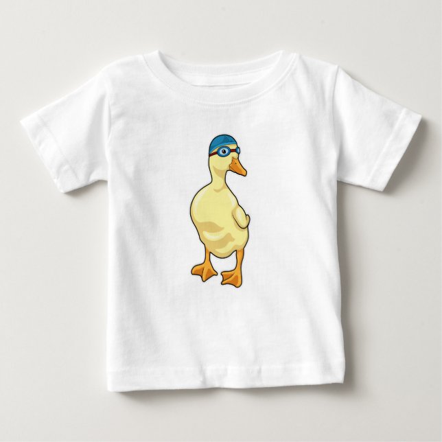 Duck at Swimming with Swimming goggles Baby T-Shirt (Front)