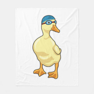 Duck at Swimming with Swimming goggles Fleece Blanket