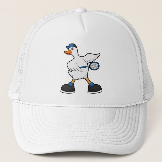 Duck at Tennis with Tennis racket & Cap (Front)