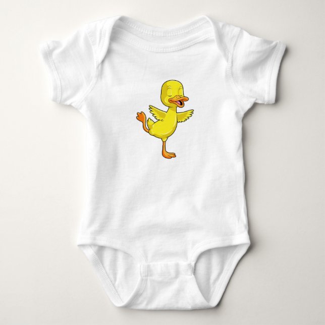 Duck at Yoga Fitness on a Leg Baby Bodysuit (Front)
