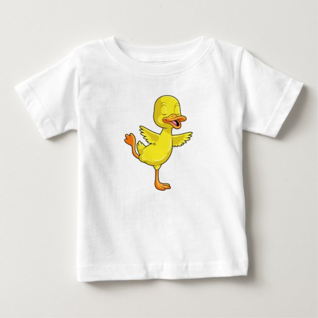 Duck at Yoga Fitness on a Leg Baby T-Shirt (Front)