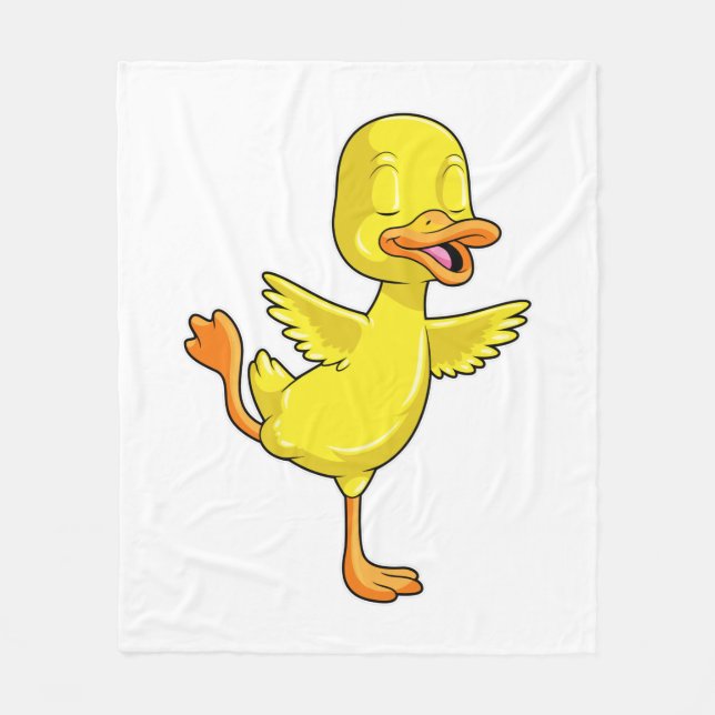 Duck at Yoga Fitness on a Leg Fleece Blanket (Front)