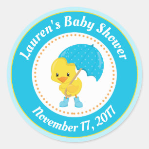 Duck Baby Shower Favour Stickers Blue Baby Boy
