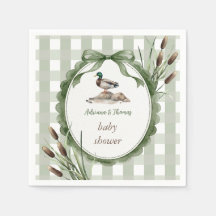 Duck Baby Shower Gingham Sage