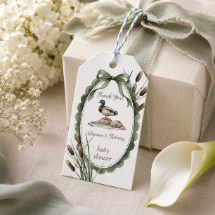 Duck Baby Shower Green Thank You Gift Tags