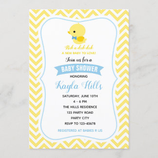 Duck Baby Shower Invitations (Boy Yellow)