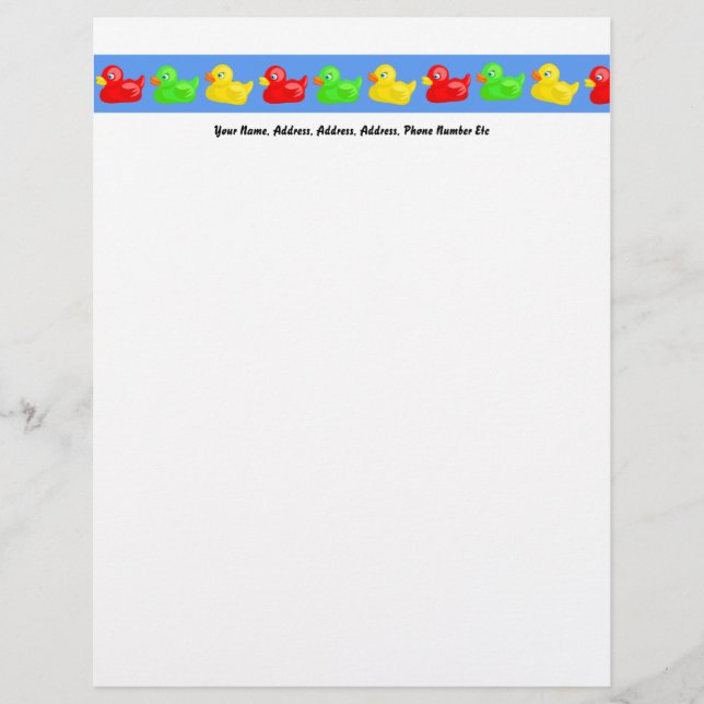 Duck Banner, Your Name, Address, Address, Addre... Personalized Letterhead (Front)