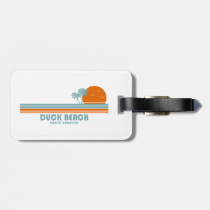 Duck Beach North Carolina Sun Palm Trees Luggage Tag