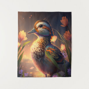Duck Bird Animal Portrait Painting Wildlife Ponds Tapestry