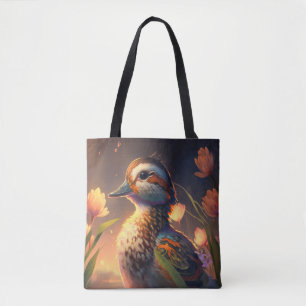 Duck Bird Animal Portrait Painting Wildlife Ponds Tote Bag