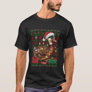 Duck Bird Xmas Lights Ugly Santa Hat Muscovy Duck T-Shirt