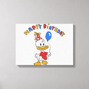 Duck birthday cartoon choose background colour canvas print