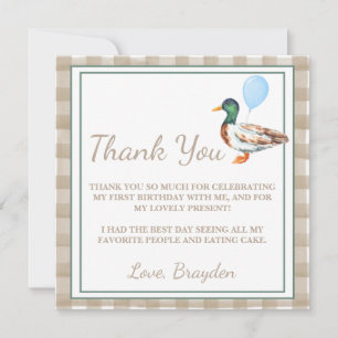 Duck Birthday Thank You Card