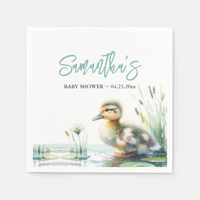 Duck Blue Boy Baby Shower Napkin (Front)