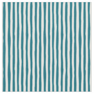 Duck Blue & White Wonky Stripes Fabric