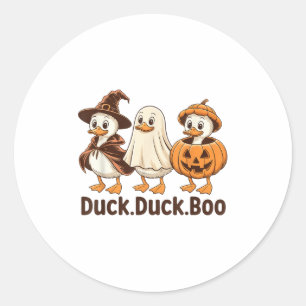 Duck Boo Funny Cute Spooky Halloween Retro Goose P Classic Round Sticker