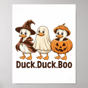 Duck Boo Funny Cute Spooky Halloween Retro Goose P Poster