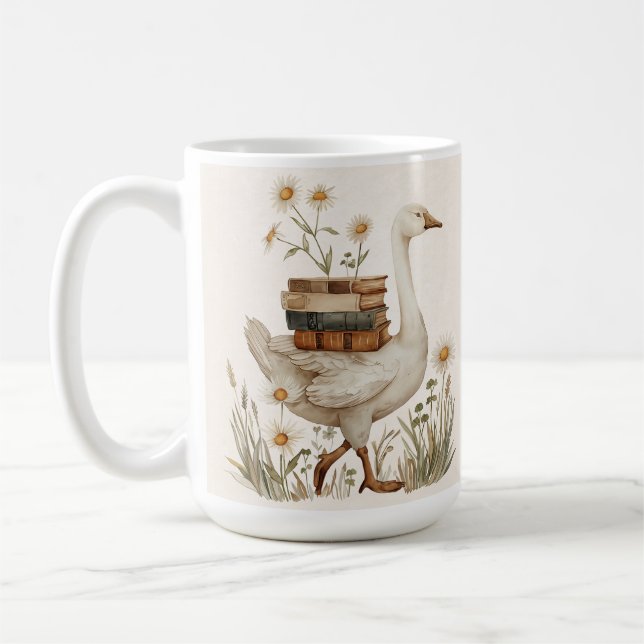 Duck, Book & Flower Mug | Custom Text Gift (Left)