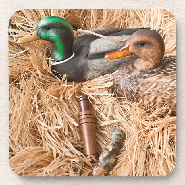Duck Call Mallard Drake Hunting Hunt Drink Coaster (Front)