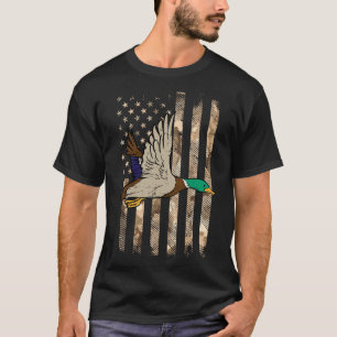 Duck Camo Us Flag Vintage Patriotic Hunter Men Wom T-Shirt