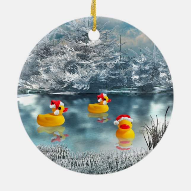 Duck Christmas Ceramic Tree Decoration (Back)
