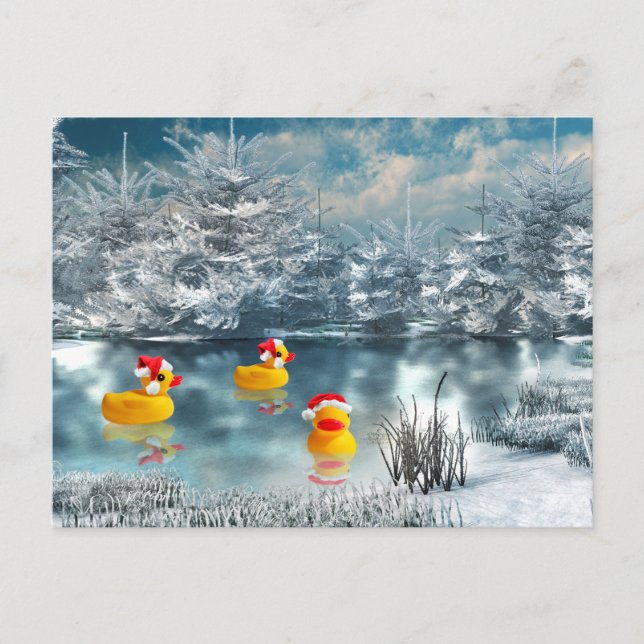 Duck Christmas Holiday Postcard (Front)