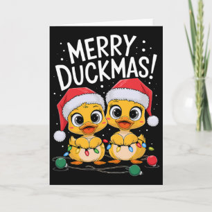 Duck Christmas Sweater Merry Duckmas Fairy Lights  Card