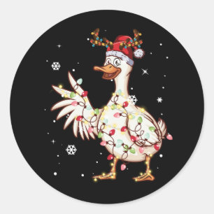 Duck Christmas Tree Reindeer Christmas Lights Classic Round Sticker
