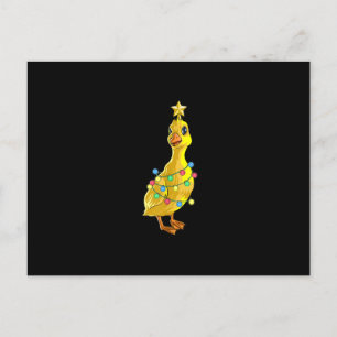 Duck Christmas Tree T  Lights Decor Star Gift Xmas Announcement Postcard