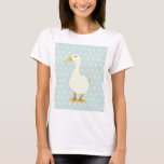 Duck Cool Solo T-shirt<br><div class="desc">A sweet white duck acting cool,  set against a blue background with white dots. Wonderful gift for duck lovers or anyone who loves birds,  animals or nature. Also matching cards,  sticker,  magnet,  mug,  mousepad,  apron,  poster.</div>