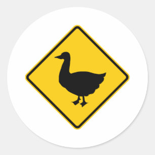 Duck Crossing Highway Sign Classic Round Sticker