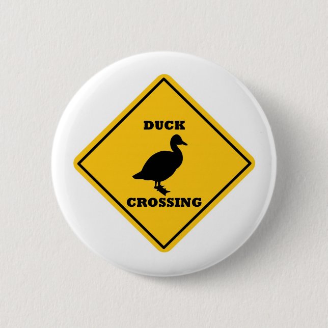 Duck Crossing Street Sign 6 Cm Round Badge (Front)