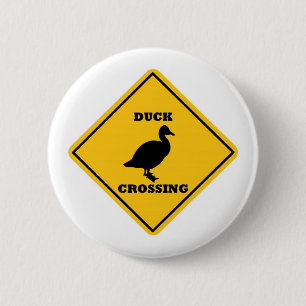 Duck Crossing Street Sign 6 Cm Round Badge