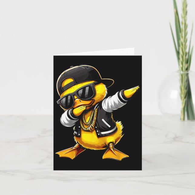 Duck Dabbing Funny Rubber Duck With Sungles  Card (Front)