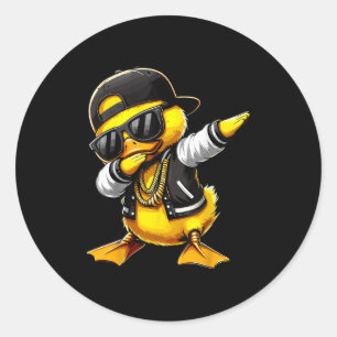 Duck Dabbing Funny Rubber Duck With Sungles  Classic Round Sticker