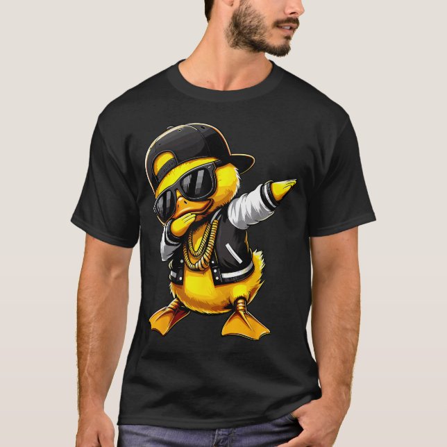 Duck Dabbing Funny Rubber Duck With T-Shirt (Front)