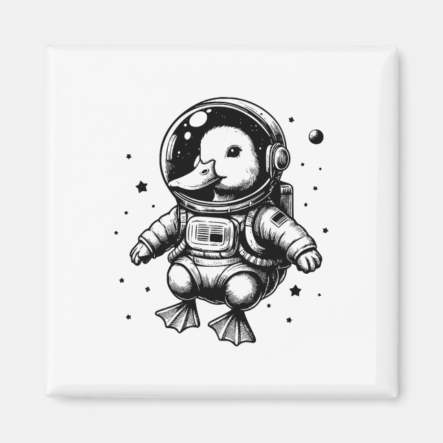 Duck Dad Mum Space - Astronaut Duck  Magnet (Front)