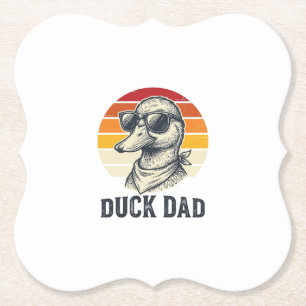 Duck Dad Vintage Duck Sunglasses Vector Shirt Desi Paper Coaster