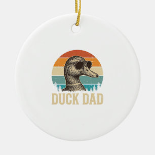 Duck Dad Vintage Engraving Retro Sunset Shirt Desi Ceramic Tree Decoration