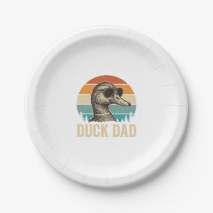 Duck Dad Vintage Engraving Retro Sunset Shirt Desi Paper Plate