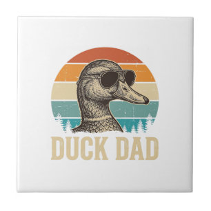 Duck Dad Vintage Engraving Retro Sunset Shirt Desi Tile