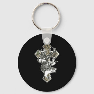 Duck Deer Dove Camo Cross Christian Hello Hunting Key Ring