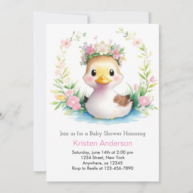 Duck Delight Baby Girl Shower Invitation (Front)