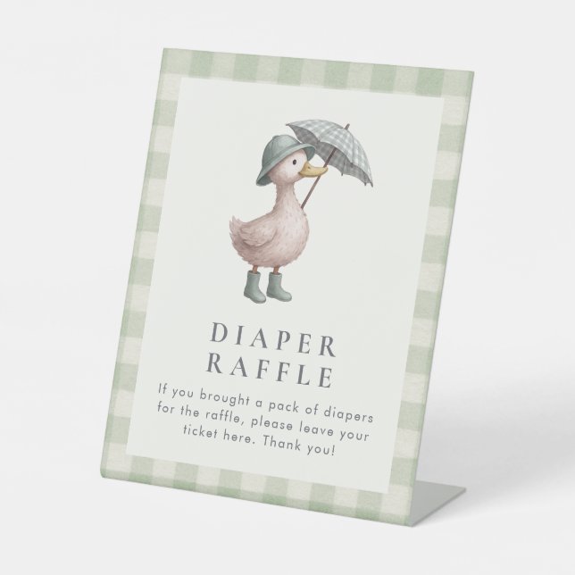 Duck Diaper Raffle Baby Shower Table Top Pedestal Sign (Front)