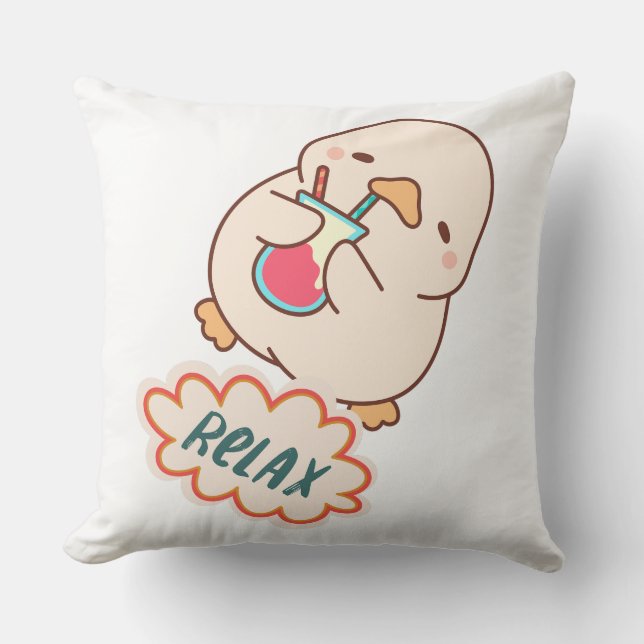 Duck Drinking Juice Relax Cushion (Front)