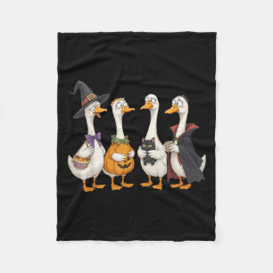Duck Duck Boo Funny Halloween Costume Duck Pumpkin Fleece Blanket