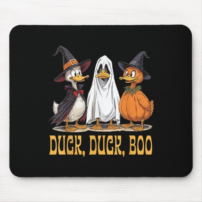Duck Duck Boo Funny Halloween Costume Witch Ghost  Mouse Pad (Front)